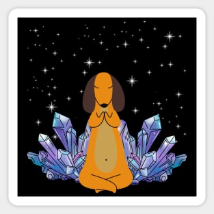 Meditating Dachshund with Crystals Sticker